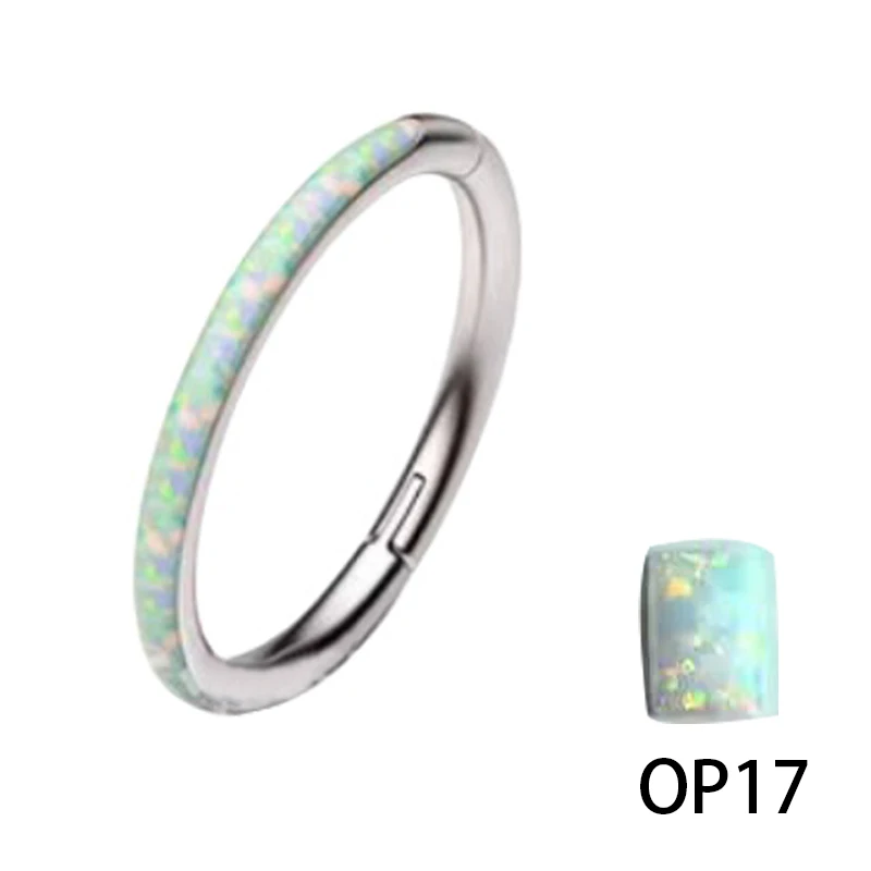 

1Pcs ASTM F136 Titanium Opal Nasal Septum Hoop Ear Cartilage Earring Lip Stud Helix Piercing Body Jewelry
