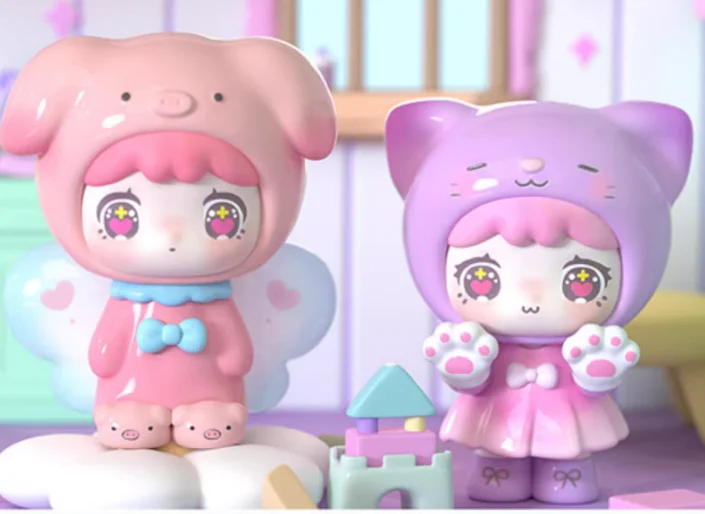 Qubii Herfst Dierenkasteel Dag & Nacht Serie Leuke Mini Blind Box Handgemaakte Basis Box Decor Meisje Cadeau Speelgoed.