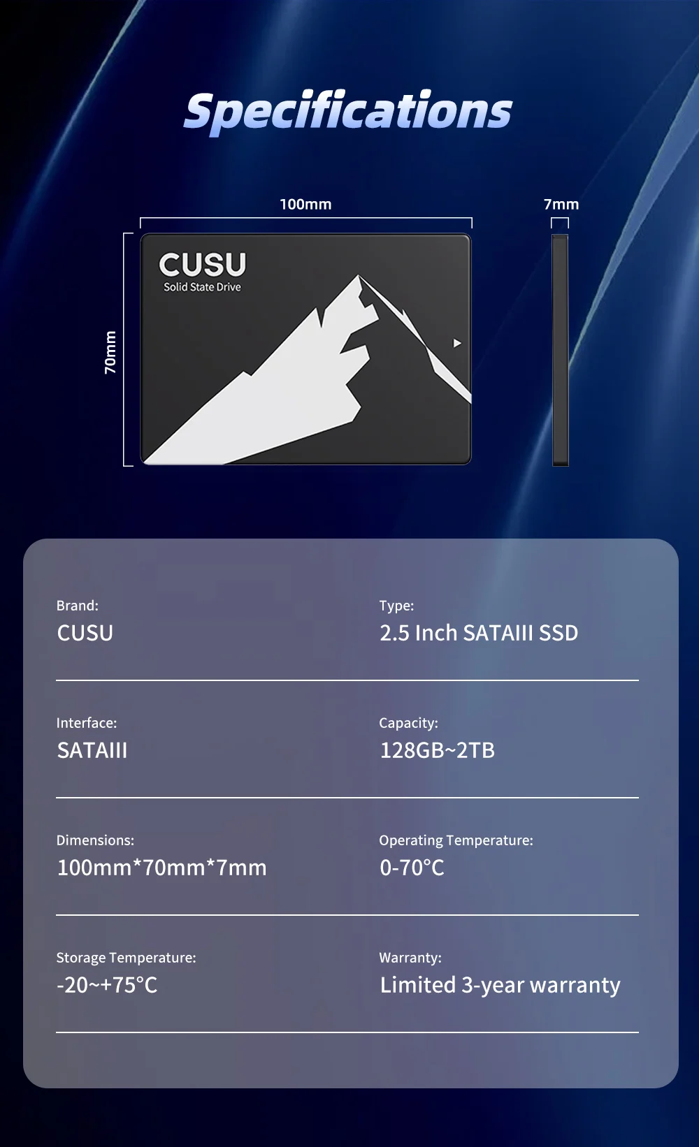 SSD SATA 2.5 256GB 512GB 1TB para Laptop Escritorio