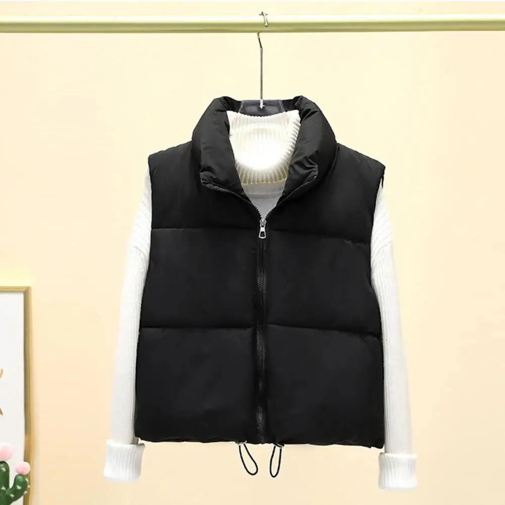 Women Vest Women's Winter Vest Coat with Thickened Padding Zipper Closure Stand-up Collar Outdoor Down Coat for Windproof Heat