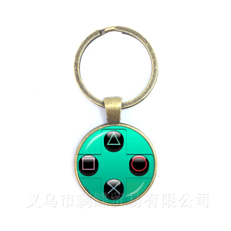 Creative Jewelry Art Picture Keychain Geeky Perfect Gift Idea Men Video Game Controller Man 25mm Glass Dome Keyring
