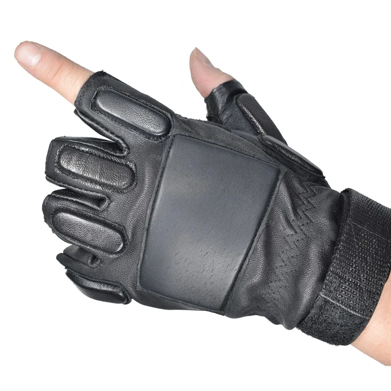 Drop Ship Men Nappa Leather Tactical Gloves Half Finger Fingerless Motorcycle Fitness Cycling Hunting Driving Glove