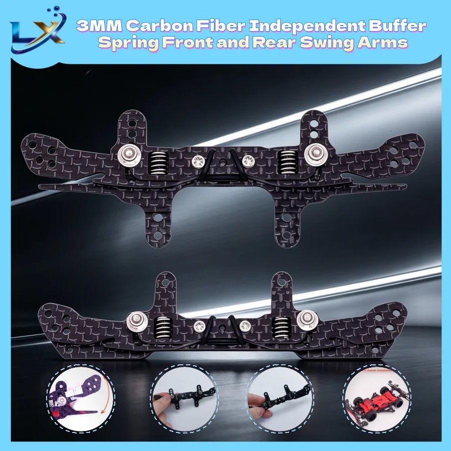 Homemade Tamiya 4WD Car Accessories, Carbon Fiber Independent Buffer Spring Front Nose and Rear Tail, No Installation Required