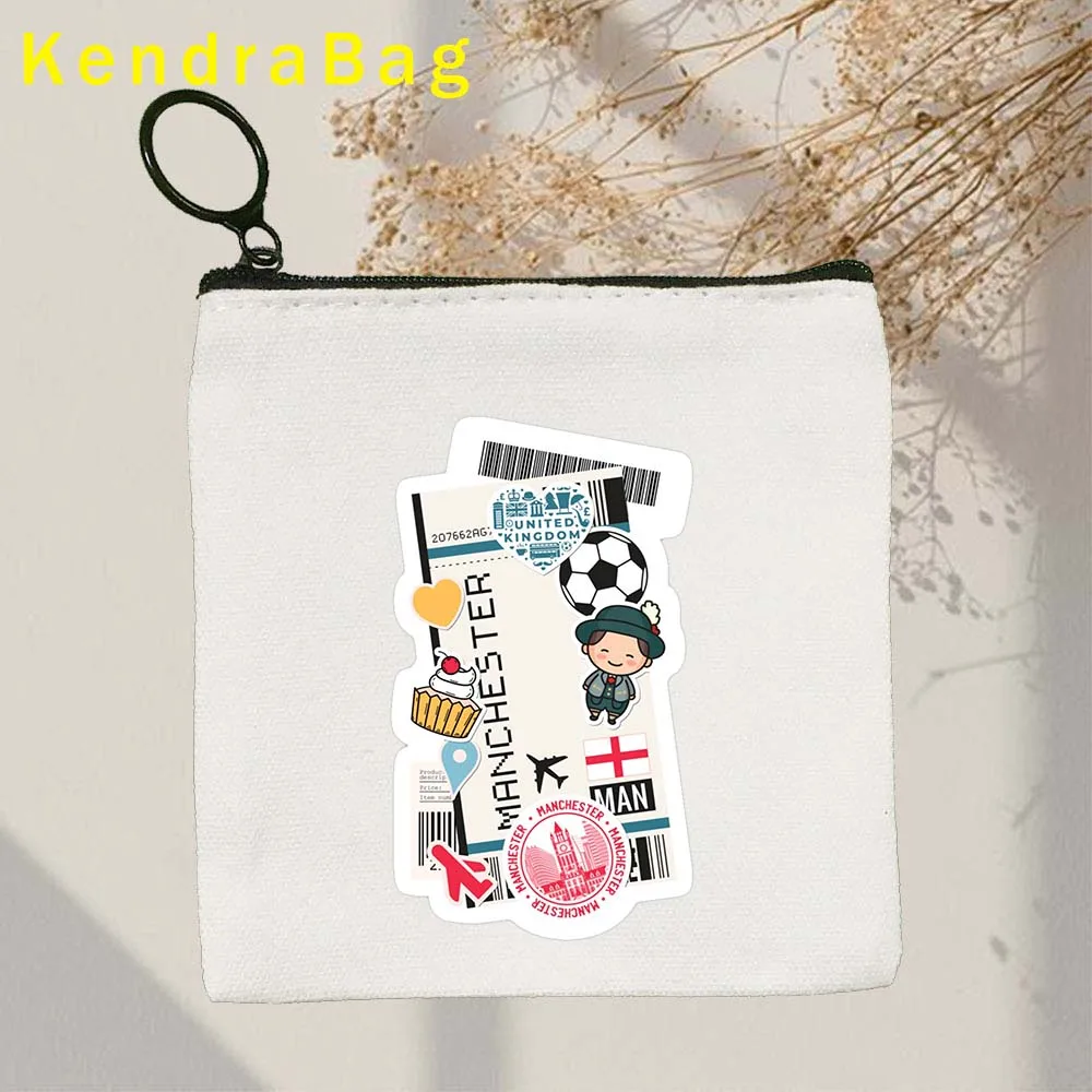 Greece Seattle Santiago Kiev Manchester Hannover Rome Key Coin Purse Pouch Athens Ticket Boarding Pass Canvas Bags Wallet Gifts