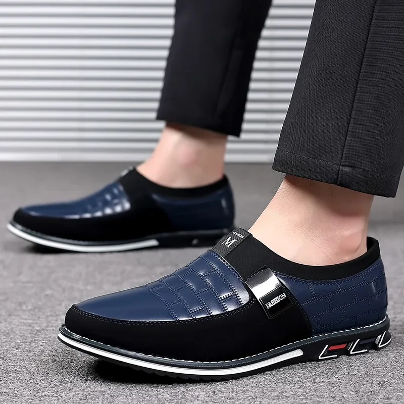 Men\'s Casual Faux Leather Loafer Shoes, Formal Dress Slip On Shoes For Business Office, Spring And Autumn