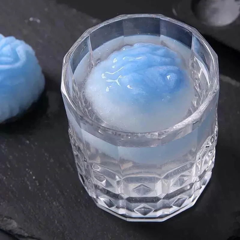 4-Cavity 3D Brain Silicone Ice Cube Tray Flexible Whiskey Ice Ball Maker Halloween Chocolate Cake Mold Zombie Party Decor