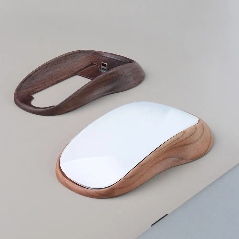 WalnutReal Wooden Protective Case For Apple Magic Mouse Ergonomic Mouse Grip Drop-Resistant Mouse Accessories For Better Co L4O4