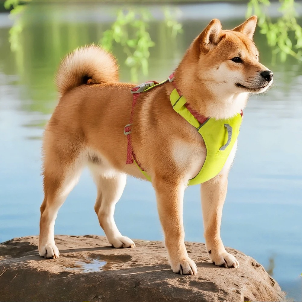 Outdoor Pet Dog Chest and Back Breathable Dog Harness Medium-sized Dog Explosion-proof Charging Dogs Walking Rope Traction Rope