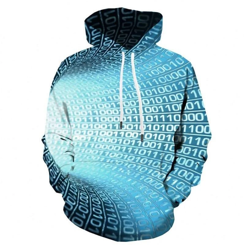 2024 New Simple Blue Pattern Hoodie Fashion Cool Technology 3D Printed Men's Pullover Street Personality Unique Men's Hoodies