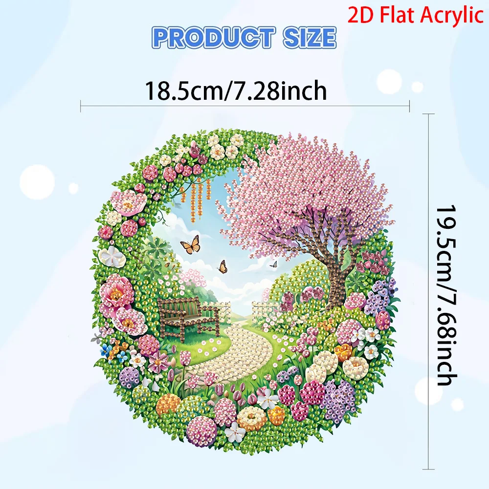2D Flat Acrylic, 5D DIY Diamond Painting Kit Suitable for Beginners, Acrylic Mosaic Handmade Craft Pendant, Landscape Pattern Pe