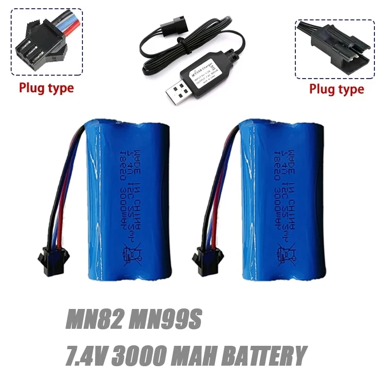 

7.4V 2S 3000mAh Large Capacity Lithium Battery Charger For MN82S MN82Pro MN99S MN168 MN128 MN78 RC Accessories Battery