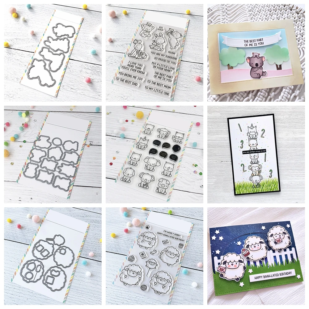 Schaf Affe Elefant und Baby Silhouette cutting stirbt klare Briefmarken Sie sind meine Sonnenschein Gefühle für DIY Papier karten Handwerk