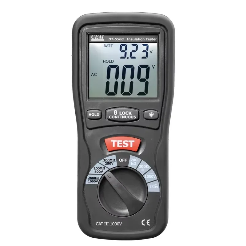 HEDAO DT-5500 Digital High Voltage Insulation Tester MegOhmMeter III 1000V 2000 Mega Ohm 1% Accuracy