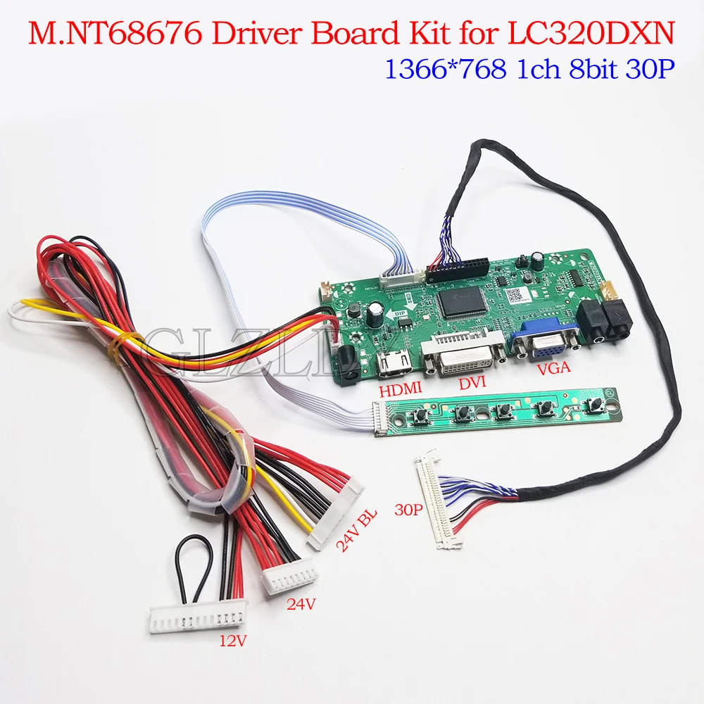 Driver Board Kit for LC320DXN MT3151A03-1 V320BJ6-LE1 V315B5-L 1366*768 HDMI+DVI+VGA LCD LED screen Controller Board power cable