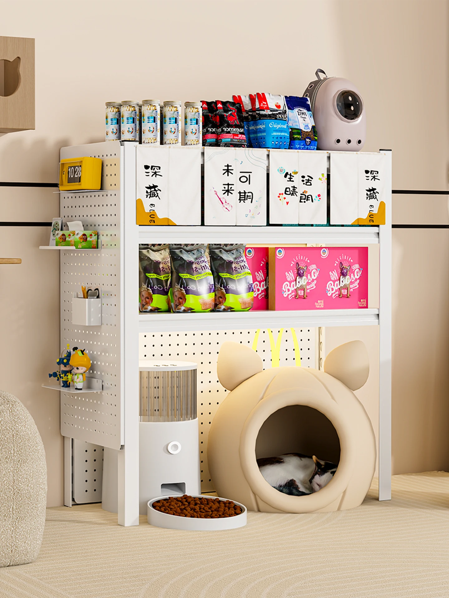Cat canteen shelf empty multi-functional wrought iron storage rack pet supplies snacks cat litter box storage rack