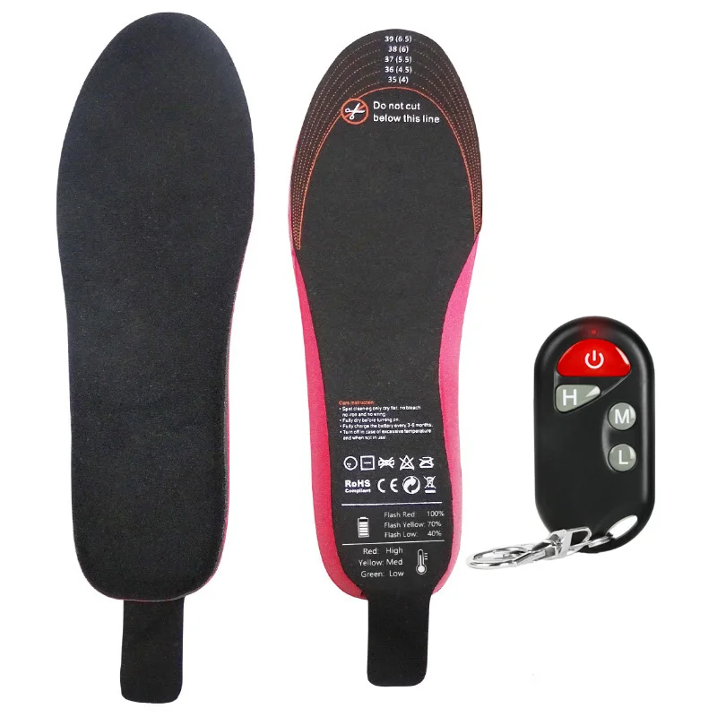 Double Red Heated Insoles, 3500mAH Rechargeable Electric Heating Insoles with Remote Control, for Men Women Outdoor Hunting