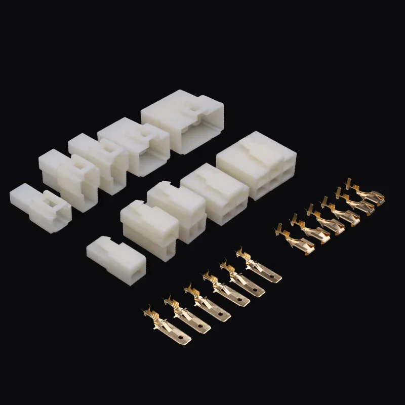 AliExpress NONE 1set/5Set 6.3mm 1/2/3/4/6/8/12P/14 pin Automotive 6.3 Electrical wire Connector Male Female cable terminal plug Kits ebike car