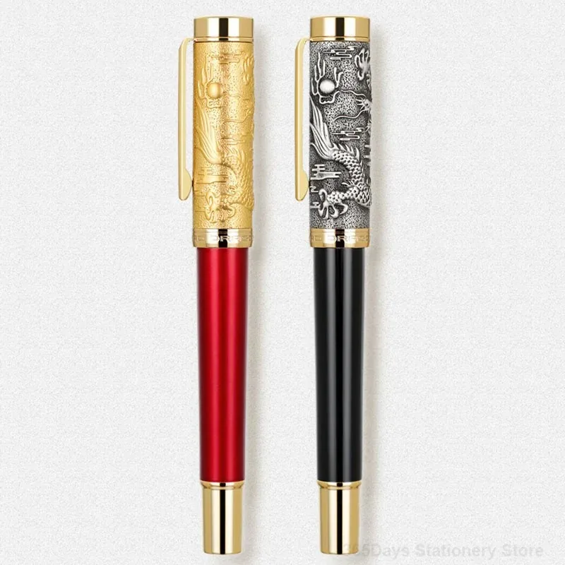 

Перьевая ручка JINHAO Dragon Spirit, перьевая ручка с пером и сердцебиением, металлическая, древнее серебро, Канцтовары для студентов, бизнеса, офиса, школы