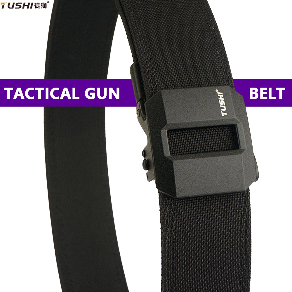 

TUSHI Hard Tactical Belt Men Quick Release Alloy Buckle 120cm-150cm Military Gun Belt Male Outdoor Hiking Fishing IPSC Girdles