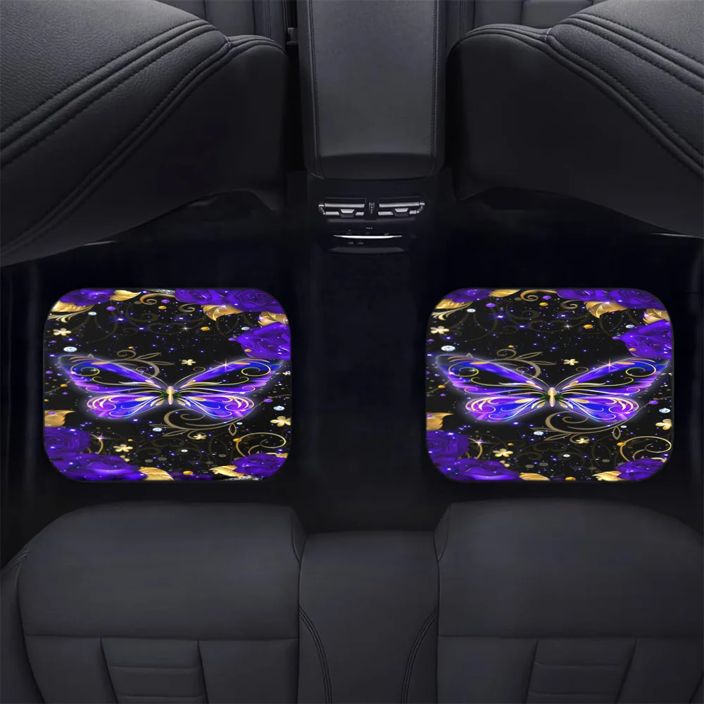 

Комплект из 4 автомобильных ковриков с принтом бабочек | Элегантная кабина, 2D-текстура с плоскими деталями, свежий стиль, придающий яркость интерьеру, полиэстер