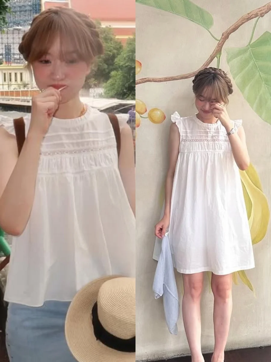 فستان قميص نسائي جديد من فليتا لفصلي الربيع والصيف، بتصميم خشبي ناعم مع تطريز دانتيل، بدون أكمام، تنورة على شكل حرف A، رقبة م...