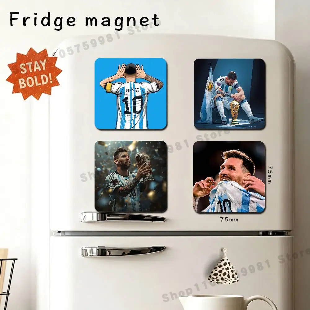 Football Star M-Messi 10 King Refrigerator Magnetic Sticker Fridge Magnets Adhesive to Metal Surfaces Square Cartoon
