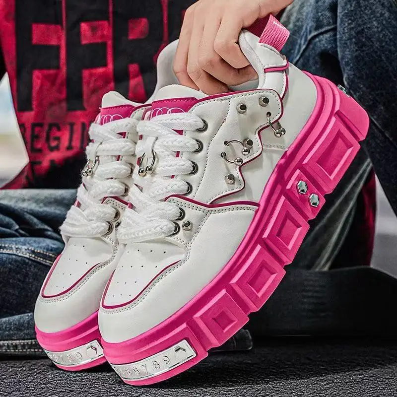 

Original Brand Design Male Sneakers Large-size 47 Trend Rivets Increase Height Dad Shoes Design Luxury Casual Skate Shoes