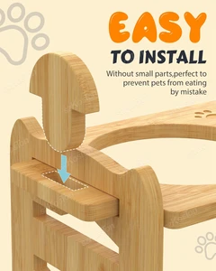 Mangkuk Anjing Tinggi Dudukan Pengumpan Anjing Dapat Disesuaikan Miring Bambu dengan Mangkuk Makanan Baja Tahan Karat untuk Aksesori Hewan Peliharaan Kucing Anak Anjing 12 mangkuk anjing tinggi penjualan terbaik - №