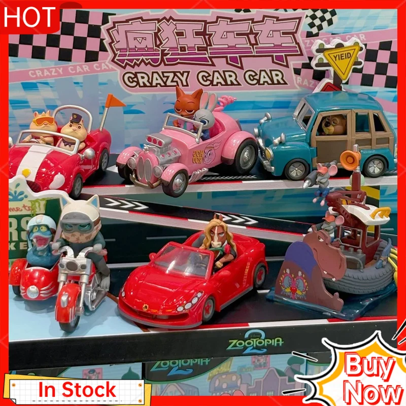 

Disney Zootopia Crazy Car Blind Box Аниме Фигурки Модель автомобиля Украшение стола Аниме Периферийные подарки для фанатов Коллекционные
