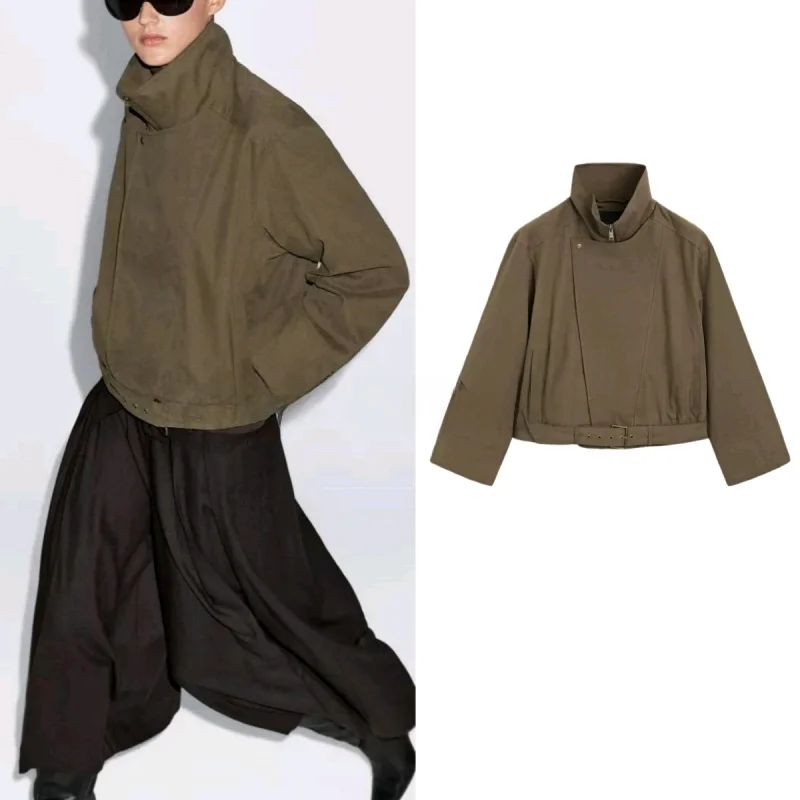 

Осенне-зимнее пригородное пальто с высоким воротником и длинным светом, женское пальто с поясом, украшенное 6729942, женское пальто