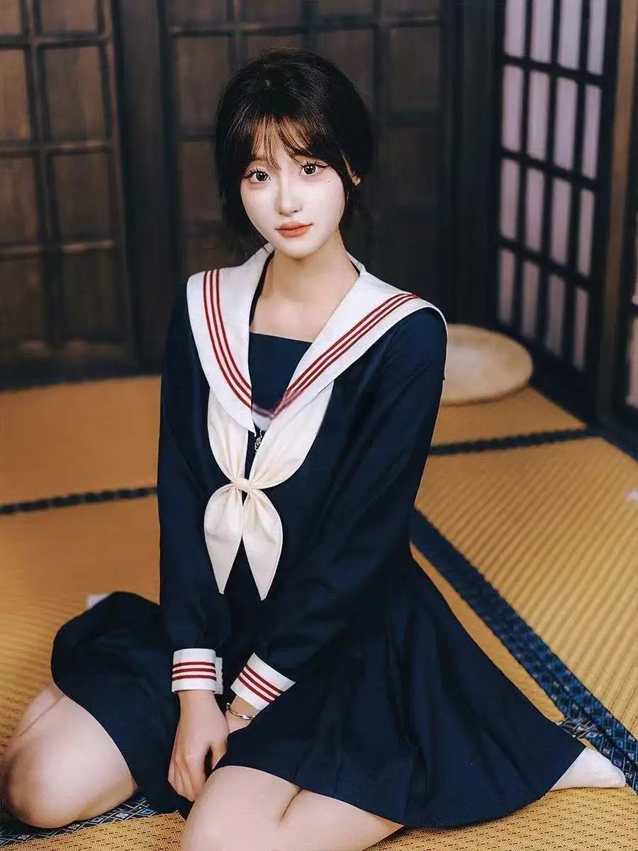 

Faionable Original Jk orm Basic Long Sve Navy Collar Sailor Suit College Sle японский школьный orm женский комплект