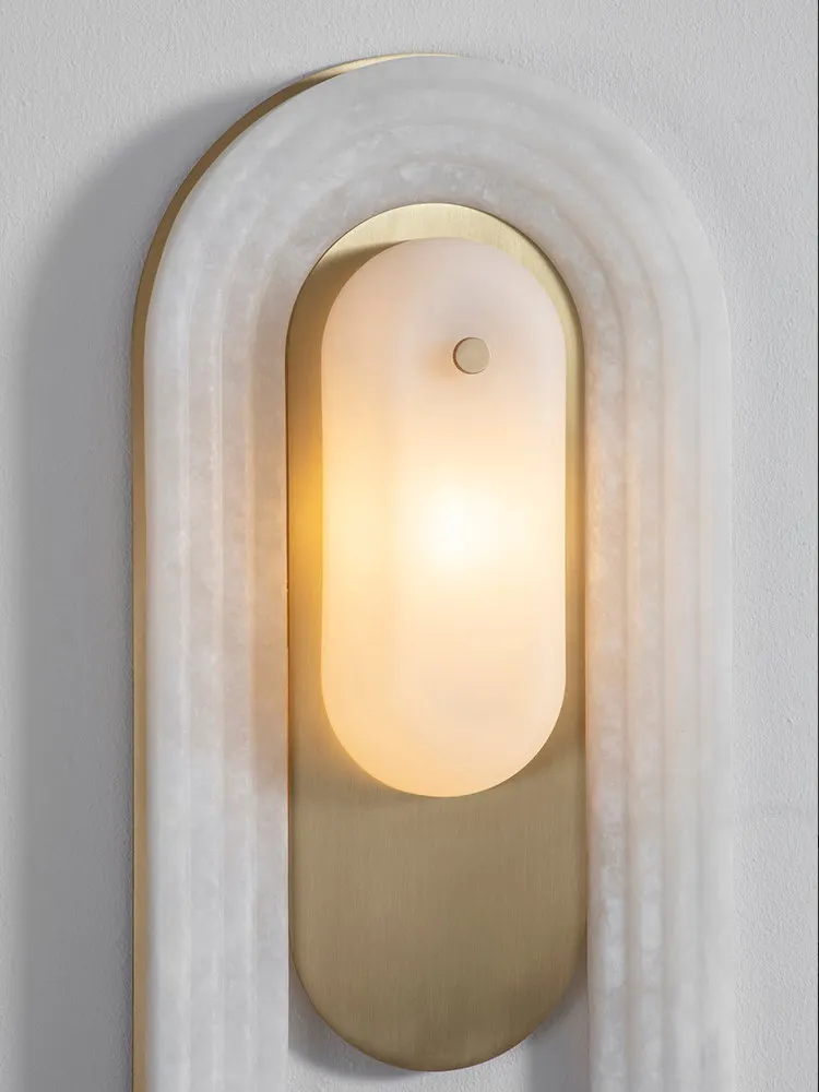 Natural Alabaster Wall Sconce Lamps White Marble Bedside Wall Light For Bedroom Living Room Hallway Stairs Wall Decor Lights