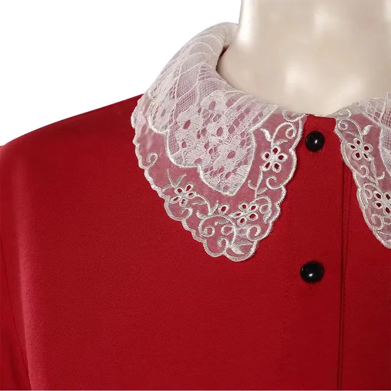 أزياء سابرينا سبيلمان تشيلينغ لمغامرات سابرينا التأثيرية بأكمام طويلة فستان أحمر بدلة نسائية لحفلات الهالوين