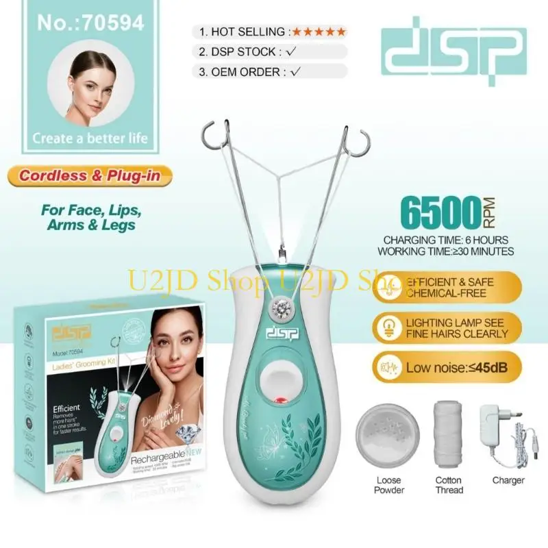 U2JD Transportable Women's Depilation Device Ergonomic Grip Rechargeable Easy Shaving
