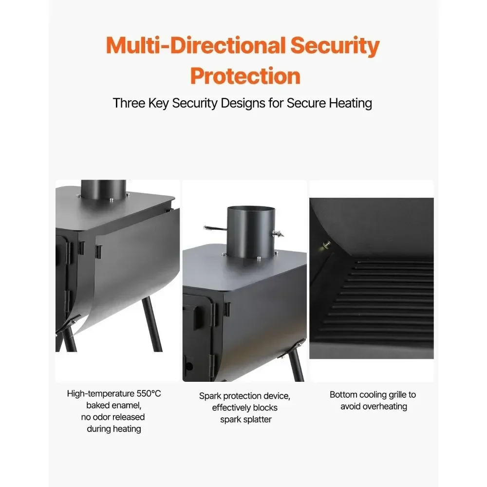 BestsellerPortable Steel Camping Stove with 3000in³ Firebox for Outdoor Heating and Cooking