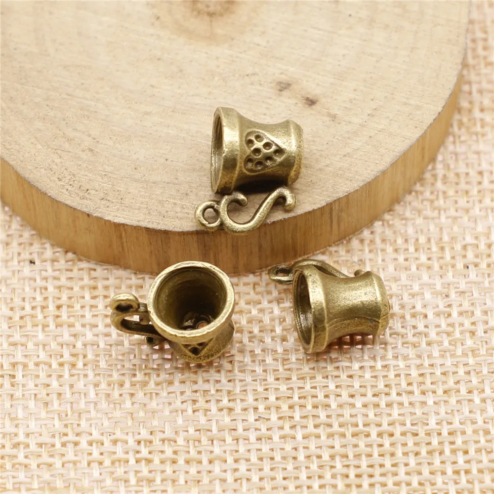 20pcs 10x15mm(0.39x0.59inch) 2 Colors Antique Bronze Color Antique Silver Color 3D Tea Cup Charms Pendants Jewelry Accessories