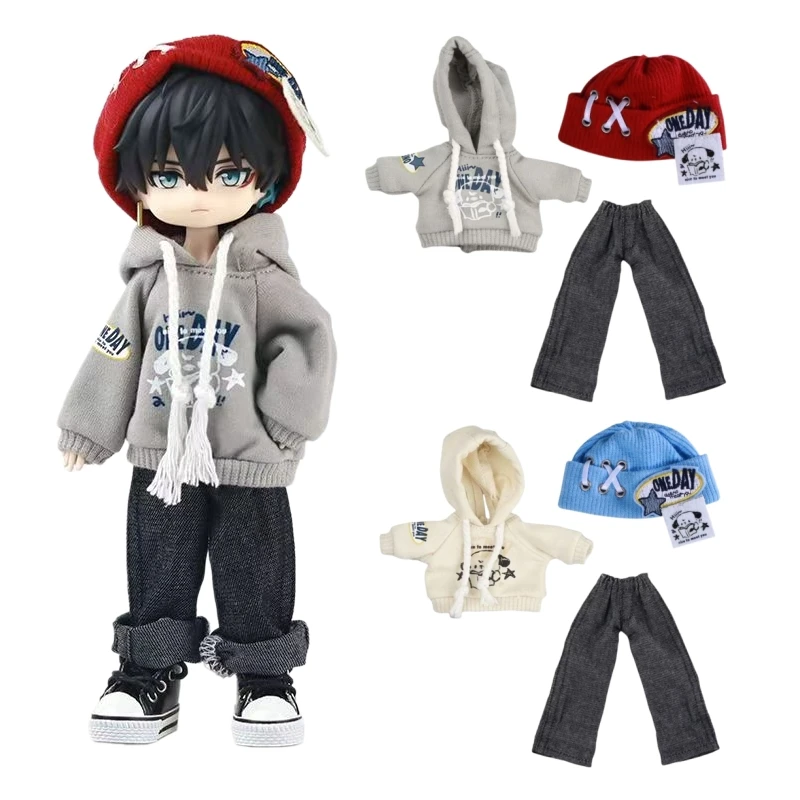 

Комплект одежды для кукол Obitsu 11: худи, брюки, кепка. Милый наряд для кукол OB11, GSC 1/12, BJD, Asi 2.0.