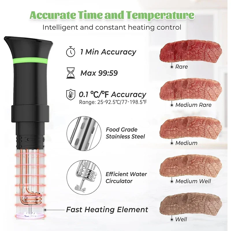 110V kuchenka Sous Vide IPX7 wodoodporny podgrzewacz próżniowy cyrkulator zanurzeniowy wolnowar z funkcją rezerwacji wyświetlacza cyfrowego