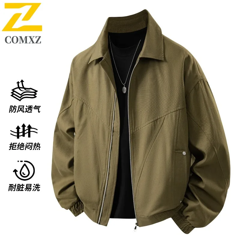 

COMXZ Premium Men Jacket Korean Style Fashion Lightweight Coat Casual Daily Style Windproof Spring Autumn Garment