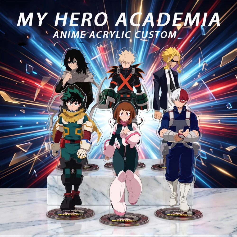 Llavero de acrílico My Hero Academia con figuras de Izuku, Bakugo, Shoto, Ochaco, Aizawa y All Might, adorno de escritorio y souvenir.