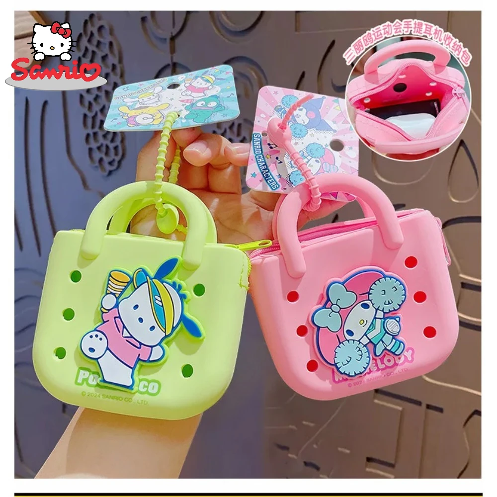Genuine Sanrio Kitty Kuromi Melody Cartoon Bracelet Keychain Wallet Earphone Bag Pendant Charm Phone Anti-lost Wrist Strap Chain