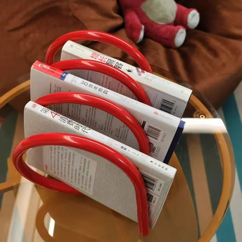 Ins Spring Rotating Bookshelf Dopamine Color Magazine Rack Artistic Iron Newspaper Holder Modern Designer Desktop Organizer