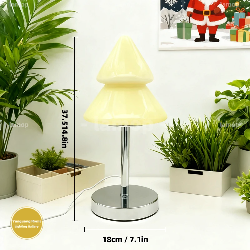 Murano Glass Double Layer Conical Table Lamp Mid-century Decor Light Ins Style Furnishing For Reading Nook Apartment Side Table