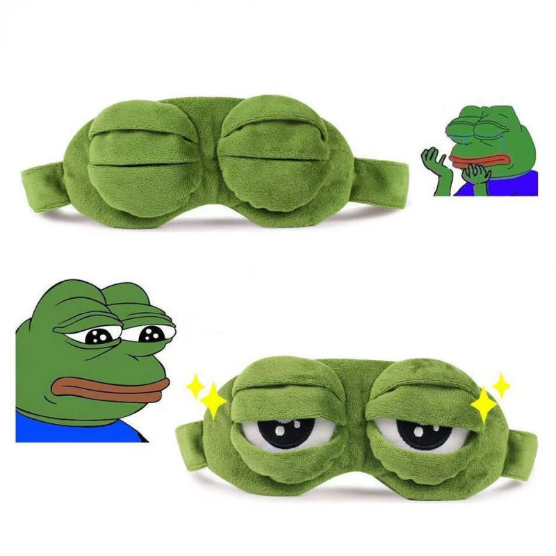 

LUSQI Sad Frog 3D Sleep Mask Breathable Cotton Elastic & Lightproof For Sleeping & Travel Funny Gag Gift For Halloween