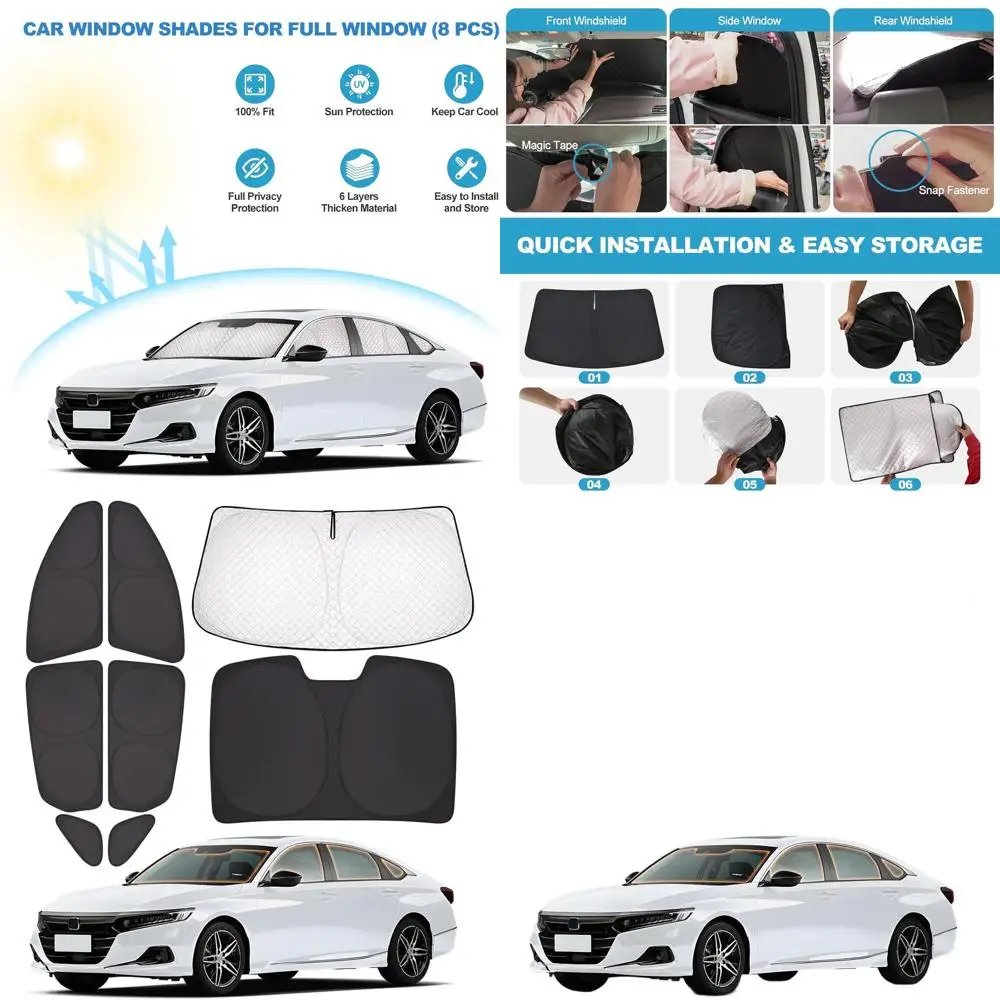 Matiz grosso para janela de carro Accord 2018-2024 de 6 camadas |   Conjunto completo de cortinas de privacidade |   Tons com isolamento térmico 100% blackout para descanso e câmera