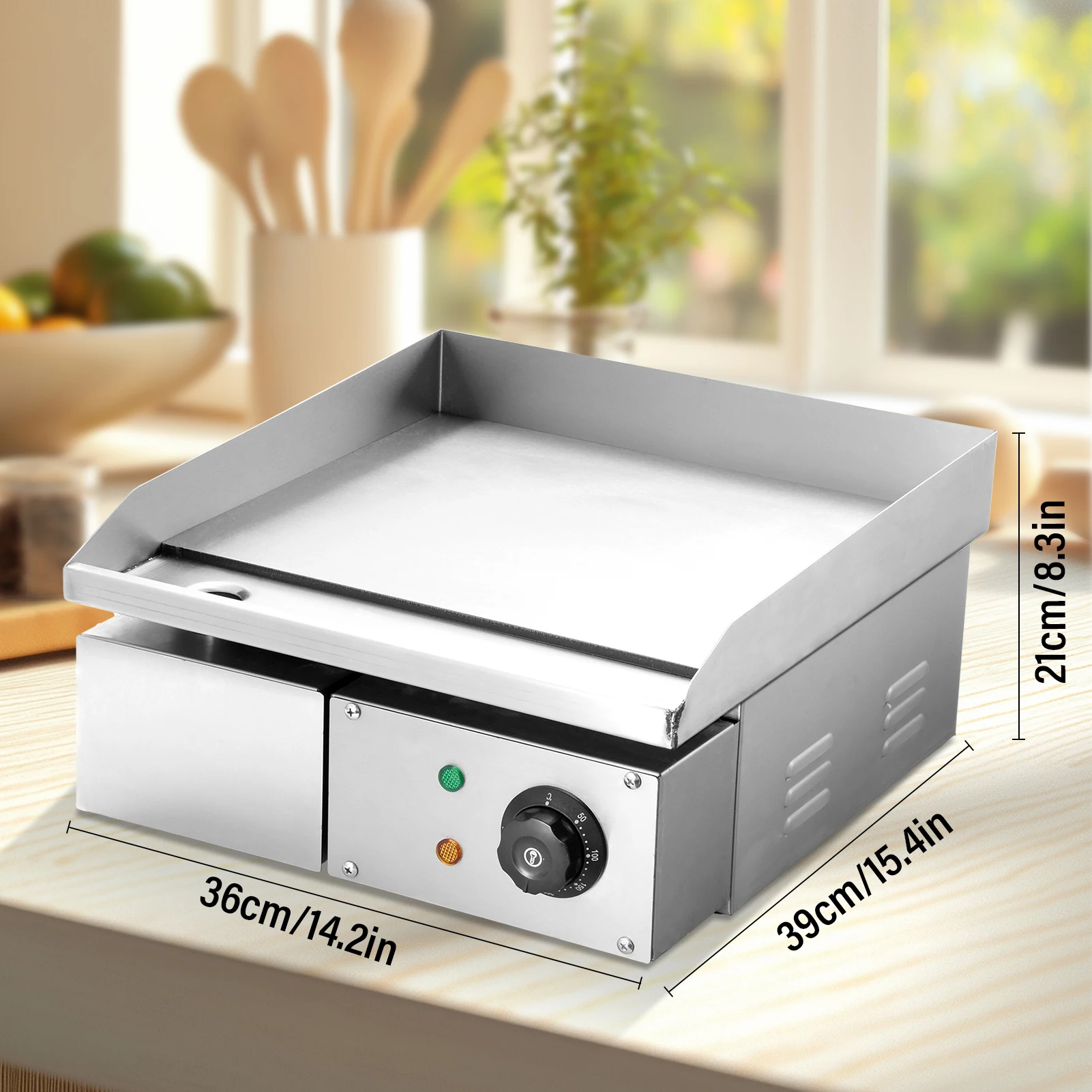 상업용 그리들 논스틱 카운터탑 그리들 1700W 상업용 플랫탑 그릴, 조절 가능한 온도 조절기 122 ℉   -572 ℉   레스토랑