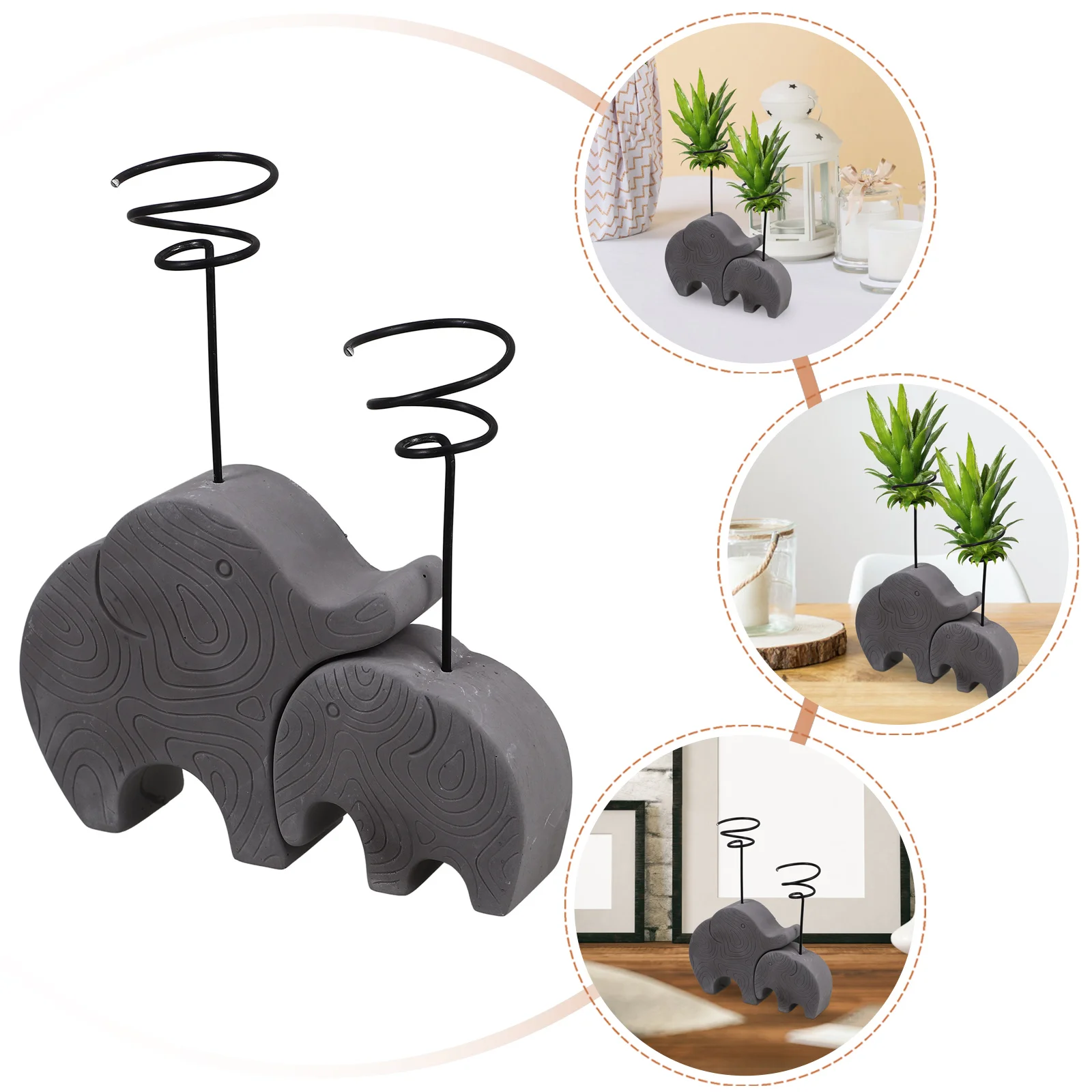 2 Pcs Cement Flower Pot Creative Air Plant Holder Stands Small Iron Home Office Terrarium Decorative Plant Rack for Tillandsia