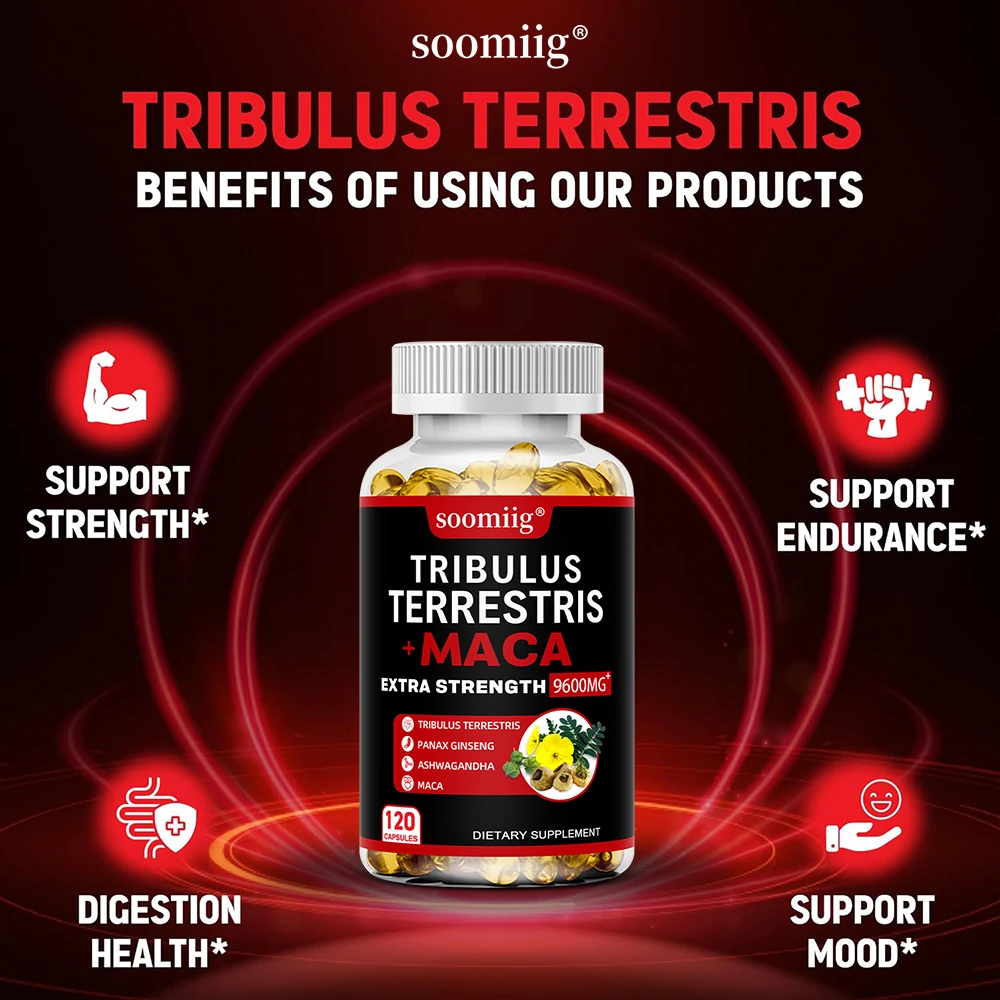 Tribulus Terrestris + Maca Capsules, Boost Energy, Mood, Stamina & Performance, for Men & Women,Dietary Supplemene