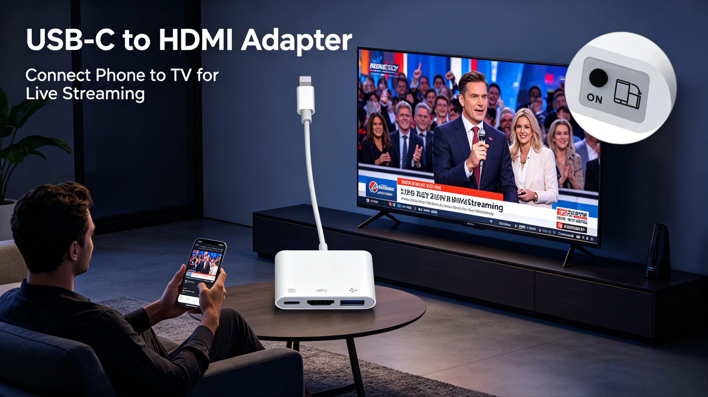 Lightning to HDMI 3in1 Screen Mirror Adapter USB Charging Dongle for iPhone iPad to TV Monitor Projector Plug&Play No App Needed