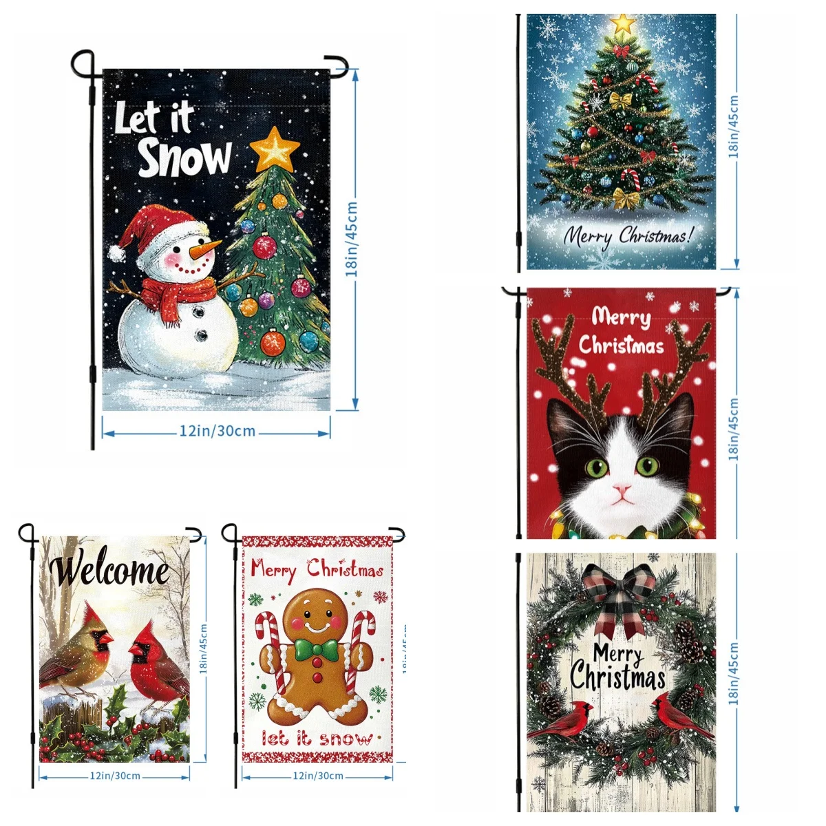 Christmas Garden Flags, Suitable for Outdoor  for Garden and Entrance Decoration 12inx18in As Well As Home Decoration Gifts.